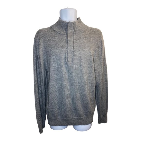 Banana Republic Men's M Quarter-Zip Merino Wool Blend Sweater Gray Pullover - Picture 14 of 14